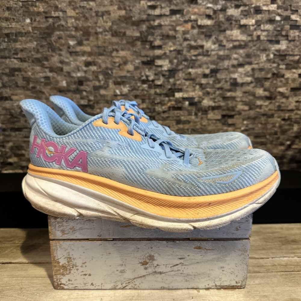 Hoka One One Clifton 9 1127896-ABIW Sneakers Womens US 10 B‎ Blue Running Shoes